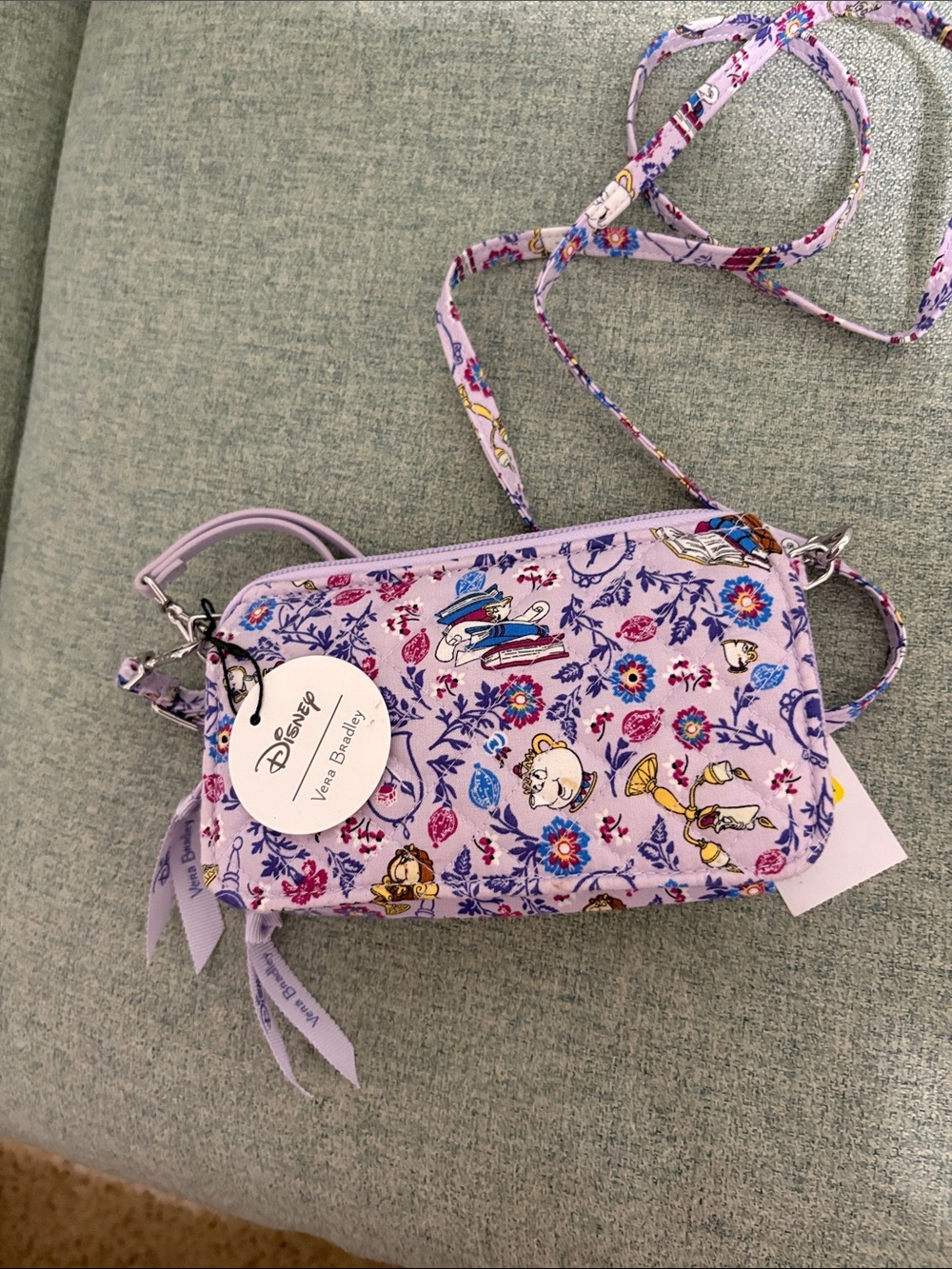 Vera Bradley Lavender Floral Disney Crossbody Belle Beauty and the Beast